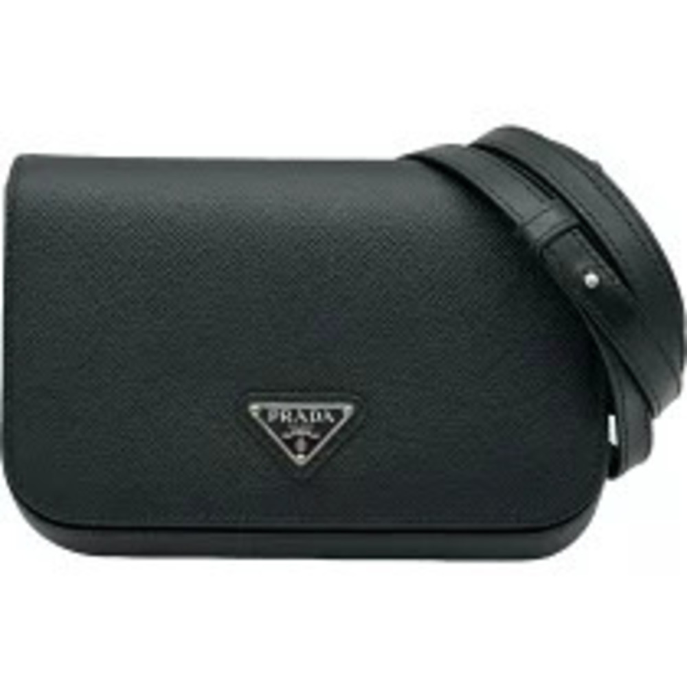 Prada Triangle Shoulder Bag Black Saffiano Leather